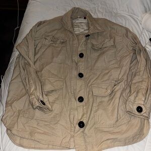 Zara Tan Utility Jacket with Black Buttons